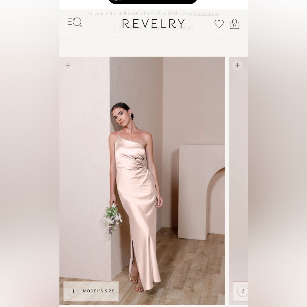 Revelry Bridesmaids One-Shoulder Satin Dress in Blush